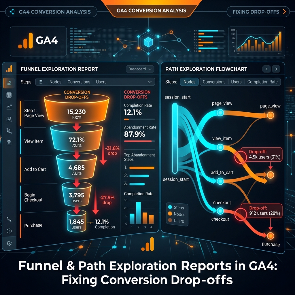 Funnel & Path Exploration Reports in GA4: Fixing Conversion Drop-offs