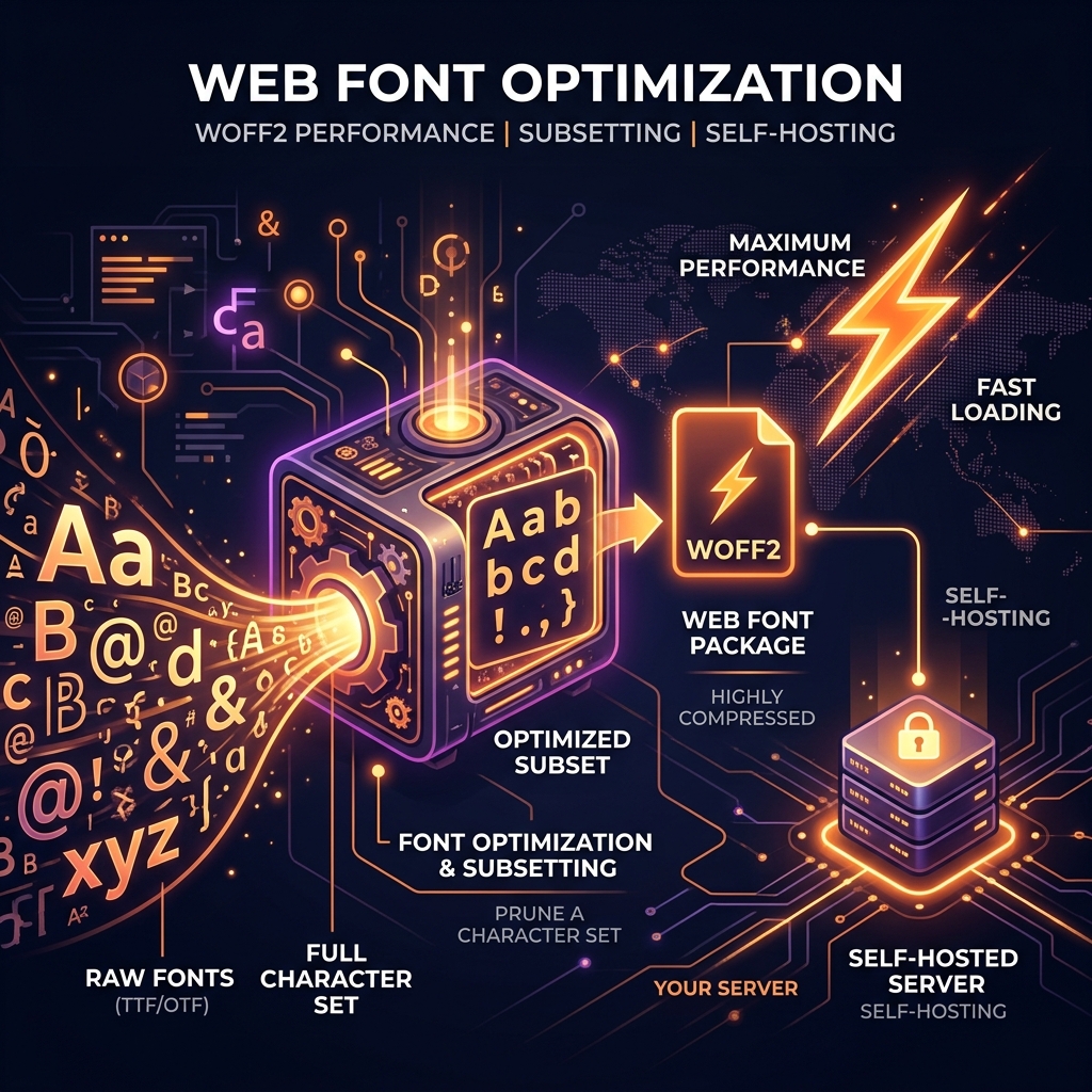 Web Font Optimization: Subsetting, Self-Hosting & WOFF2 Performance
